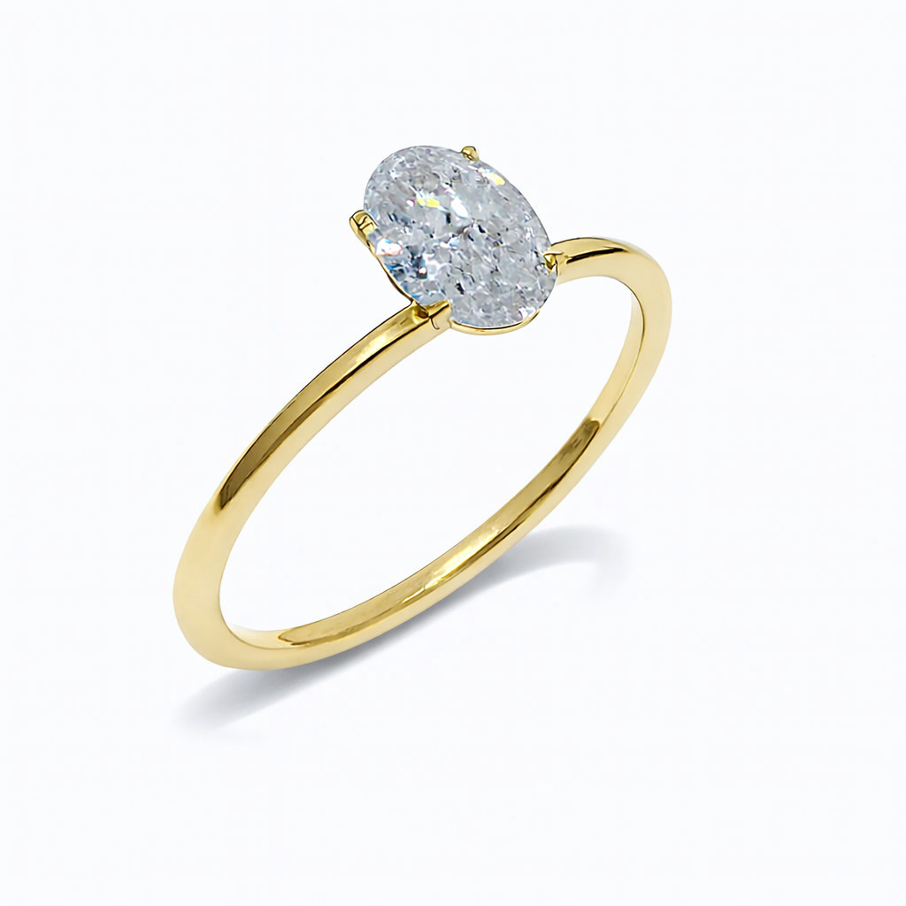 Lab-Grown Ovaal Solitair ring 0.70crt
